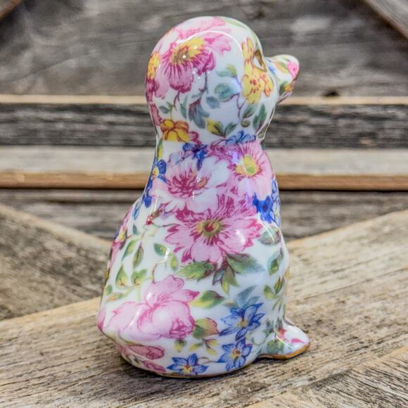 1980 Vintage Nantucket Chintz Porcelain Duck Figurine w/ Gold Accents, 3.5”H - Picture 6 of 10